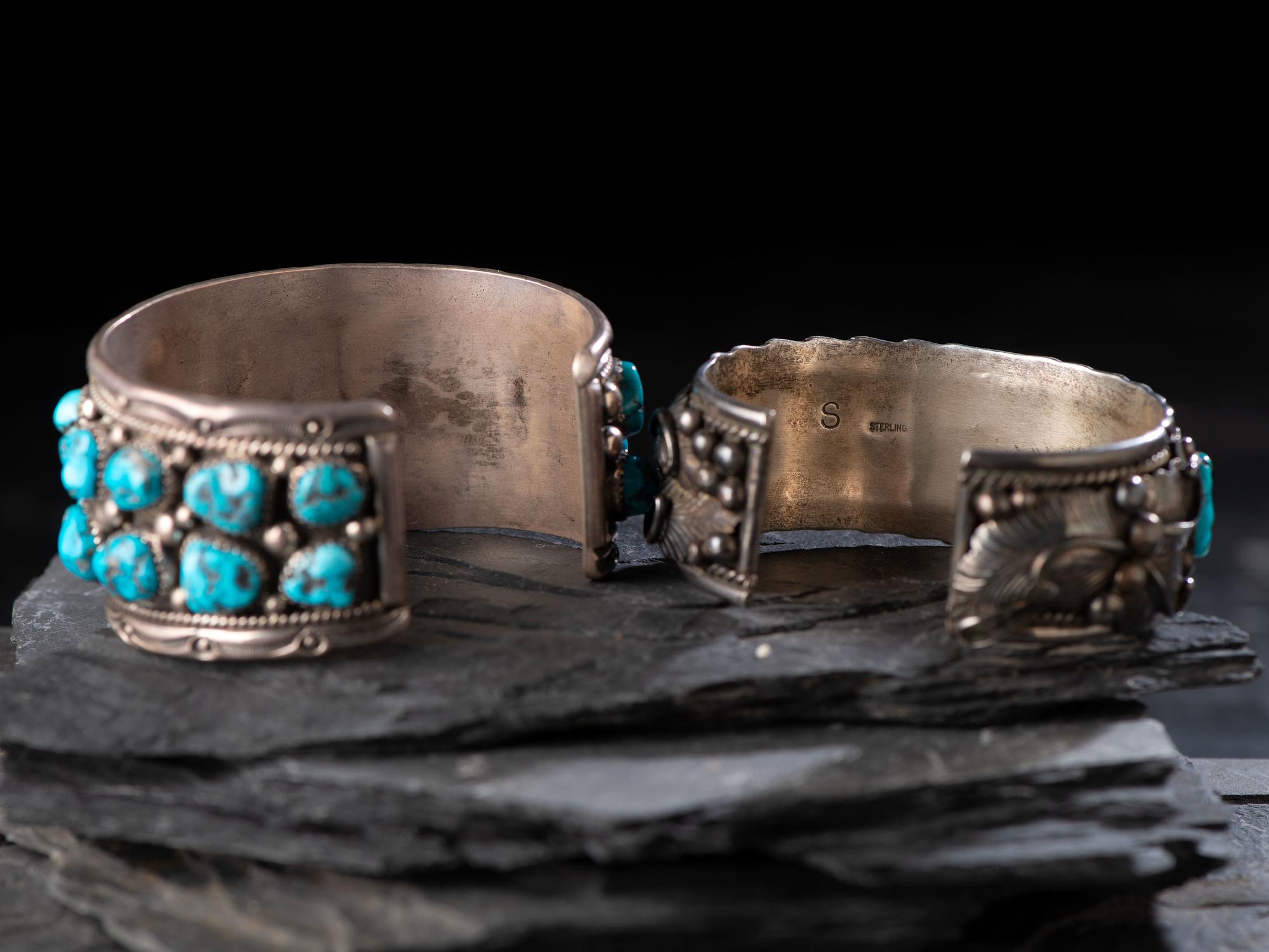 Navajo Sterling Silver and Turquoise Cuff Bracelets