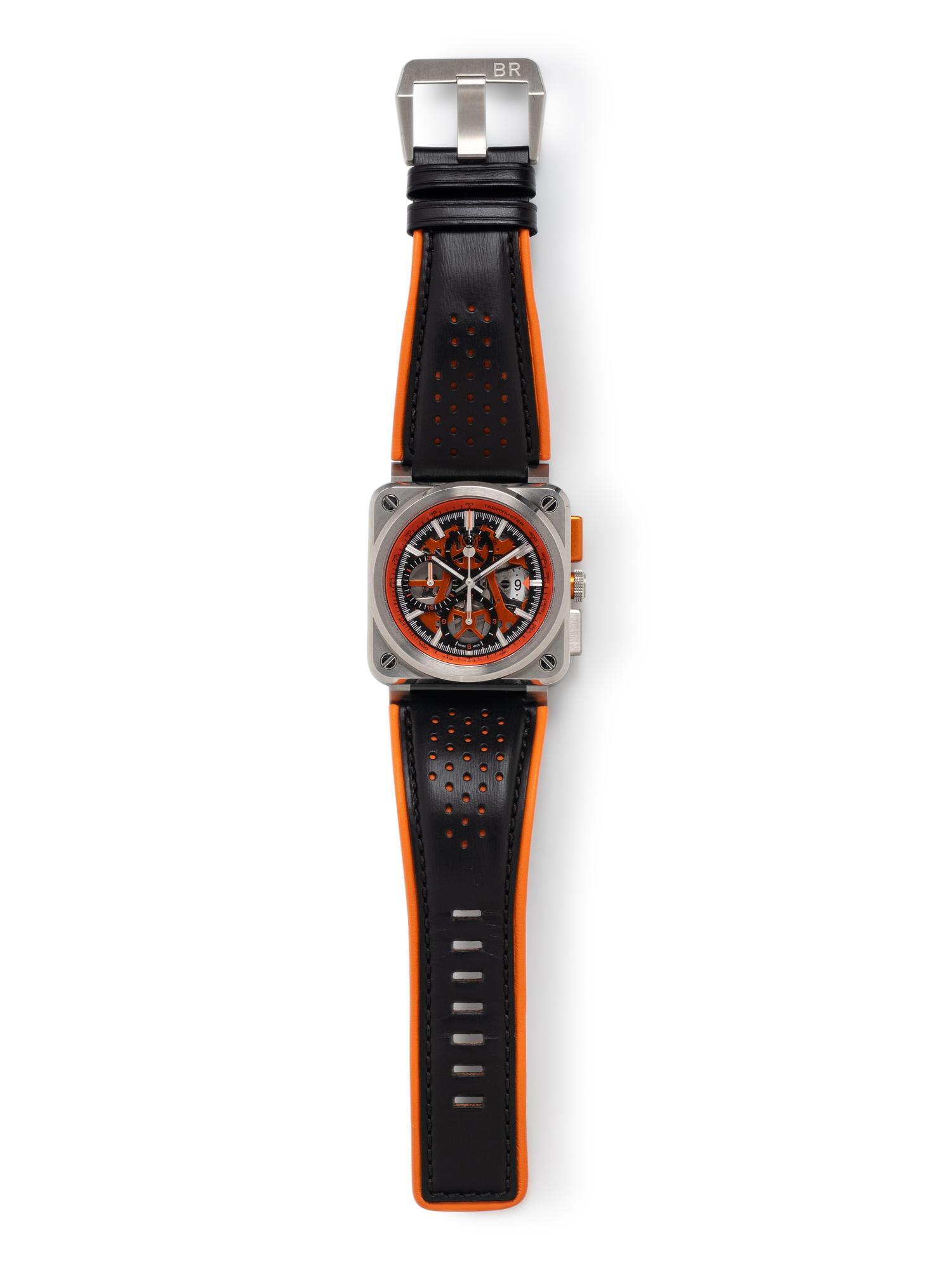 BELL & ROSS, STAINLESS STEEL 'BR-03-94 AERO GT ORANGE' CHRONOGRAPH WATCH