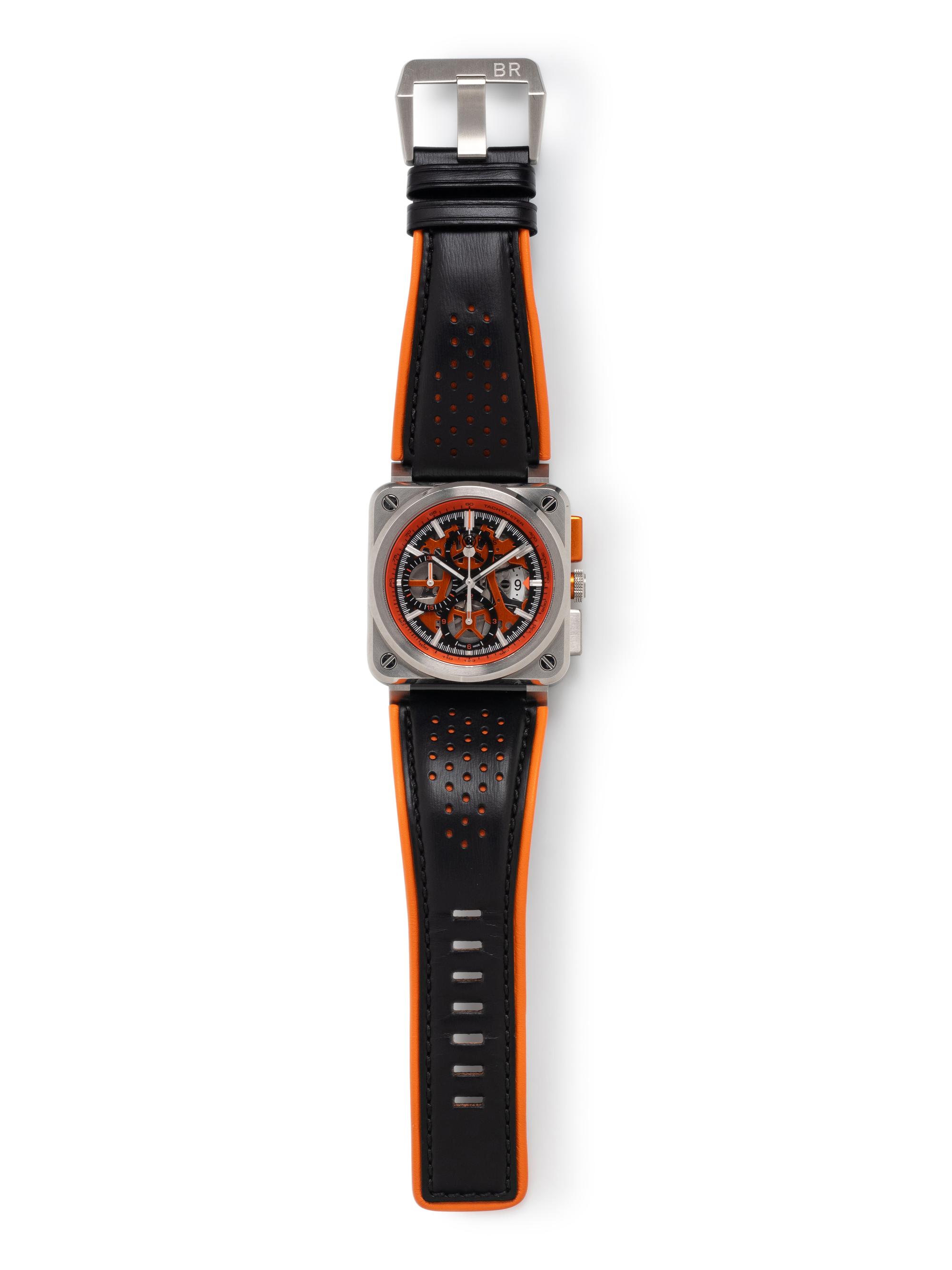 BELL & ROSS, STAINLESS STEEL 'BR-03-94 AERO GT ORANGE' CHRONOGRAPH WATCH