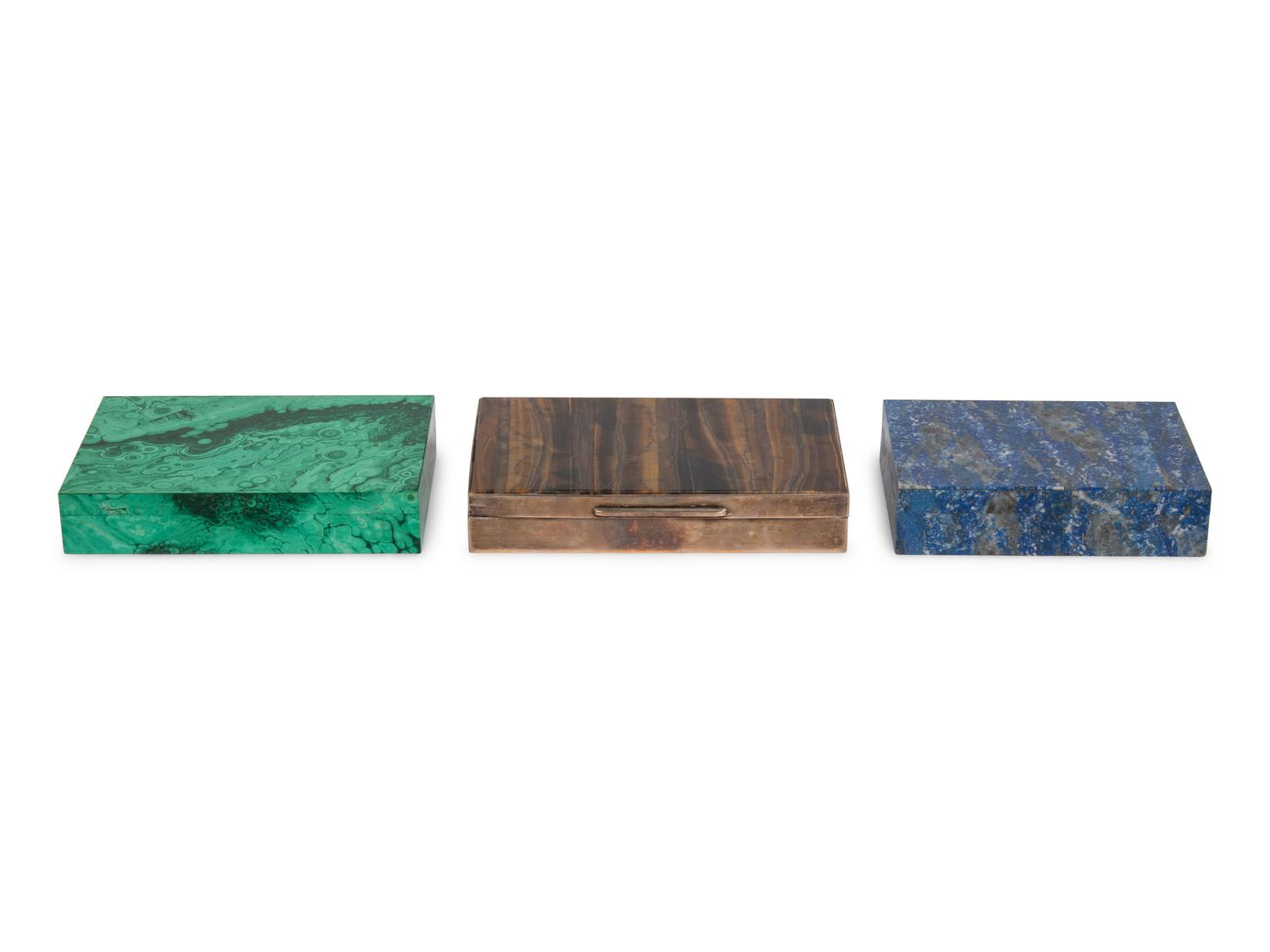 A Group of Three Italian Hardstone Veneered Table Caskets