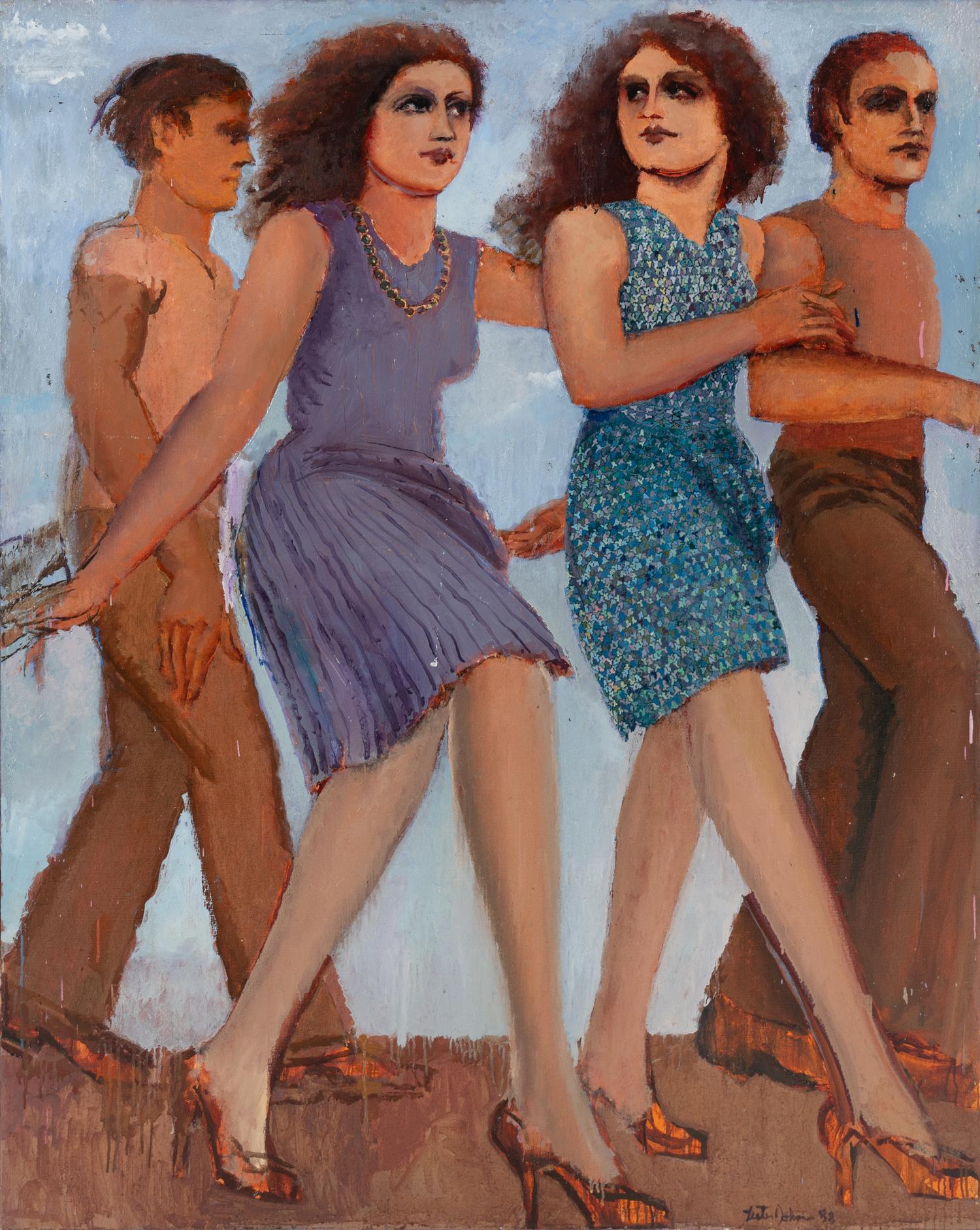 People Walking, Blue Background, 1988