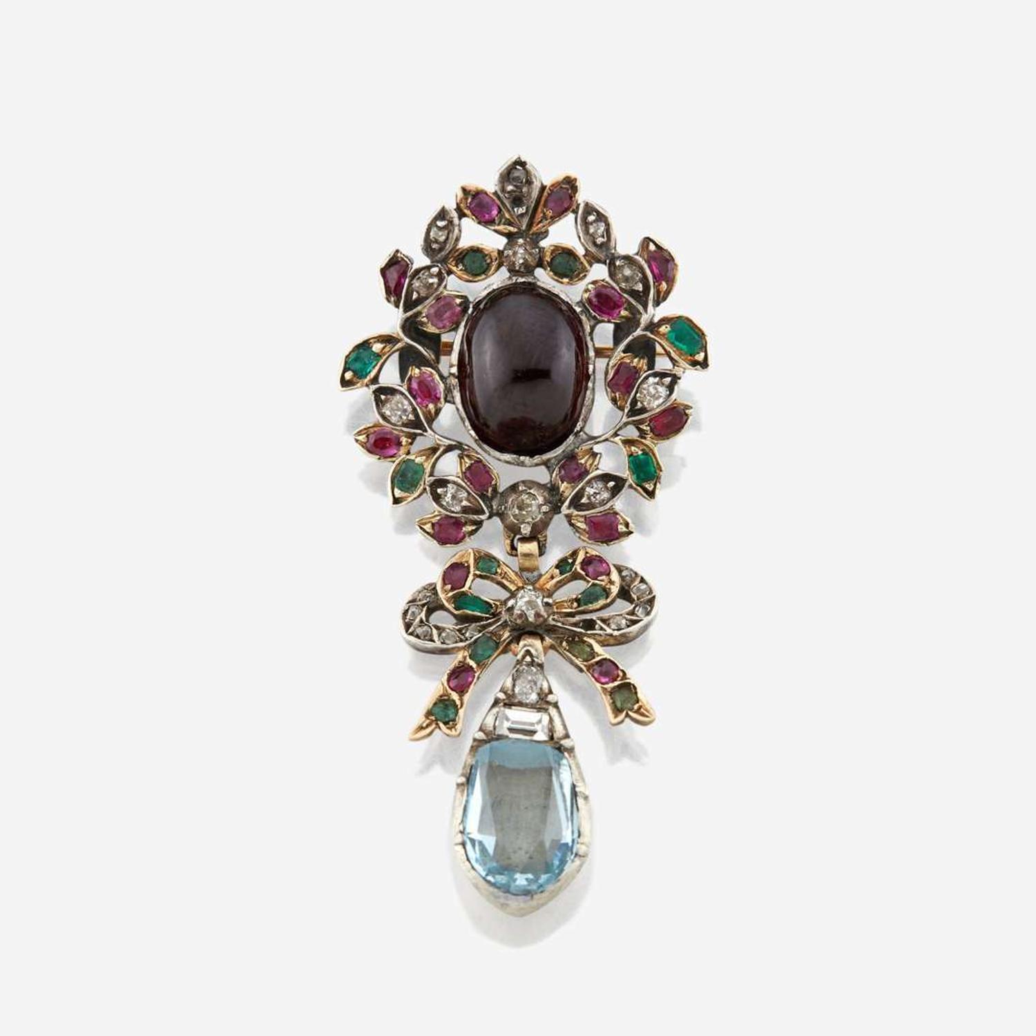 A diamond and gem-set brooch