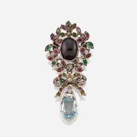 A diamond and gem-set brooch