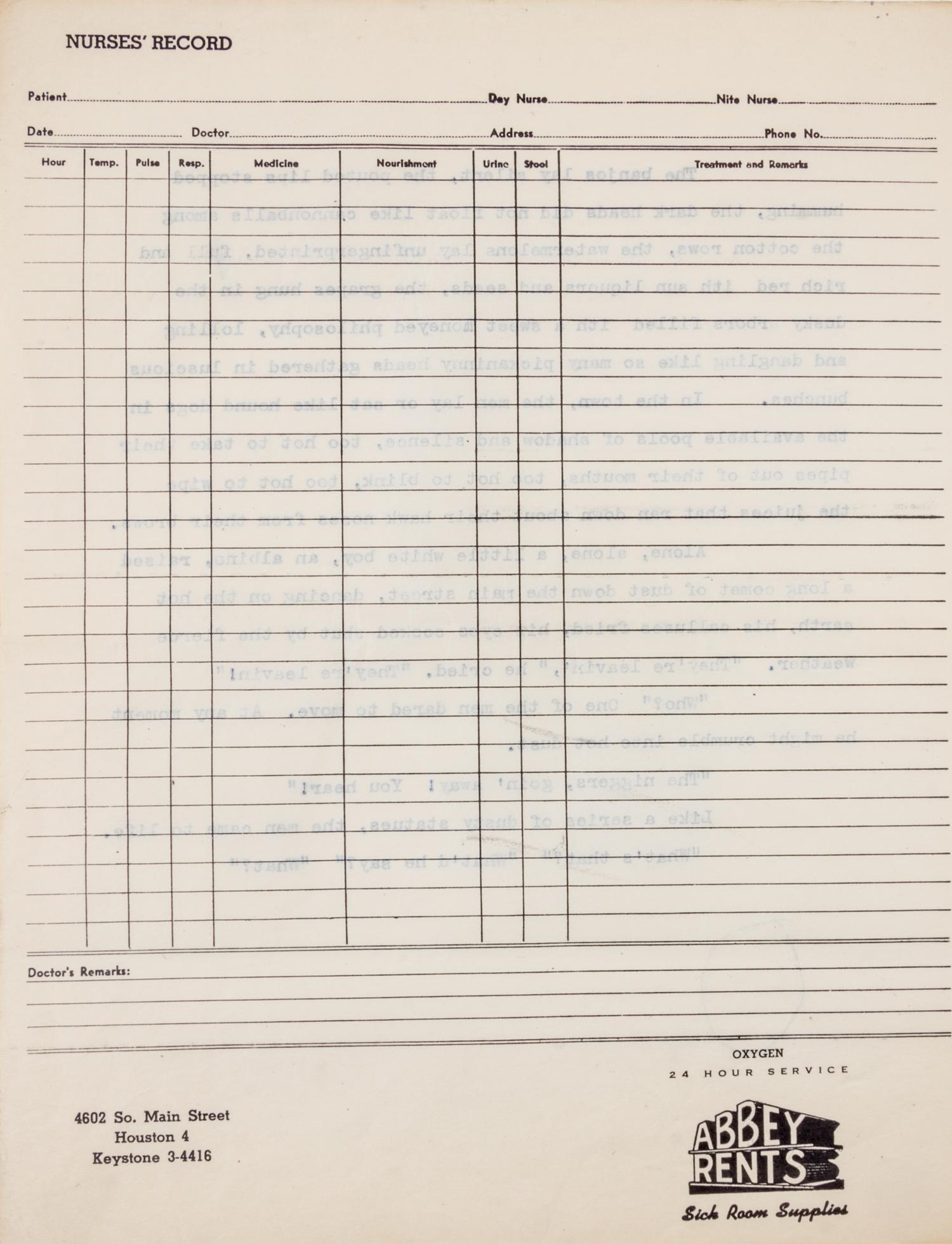BRADBURY, RAY. At Midnight, in the Month of June, September 1952. Typescript with mss annotations