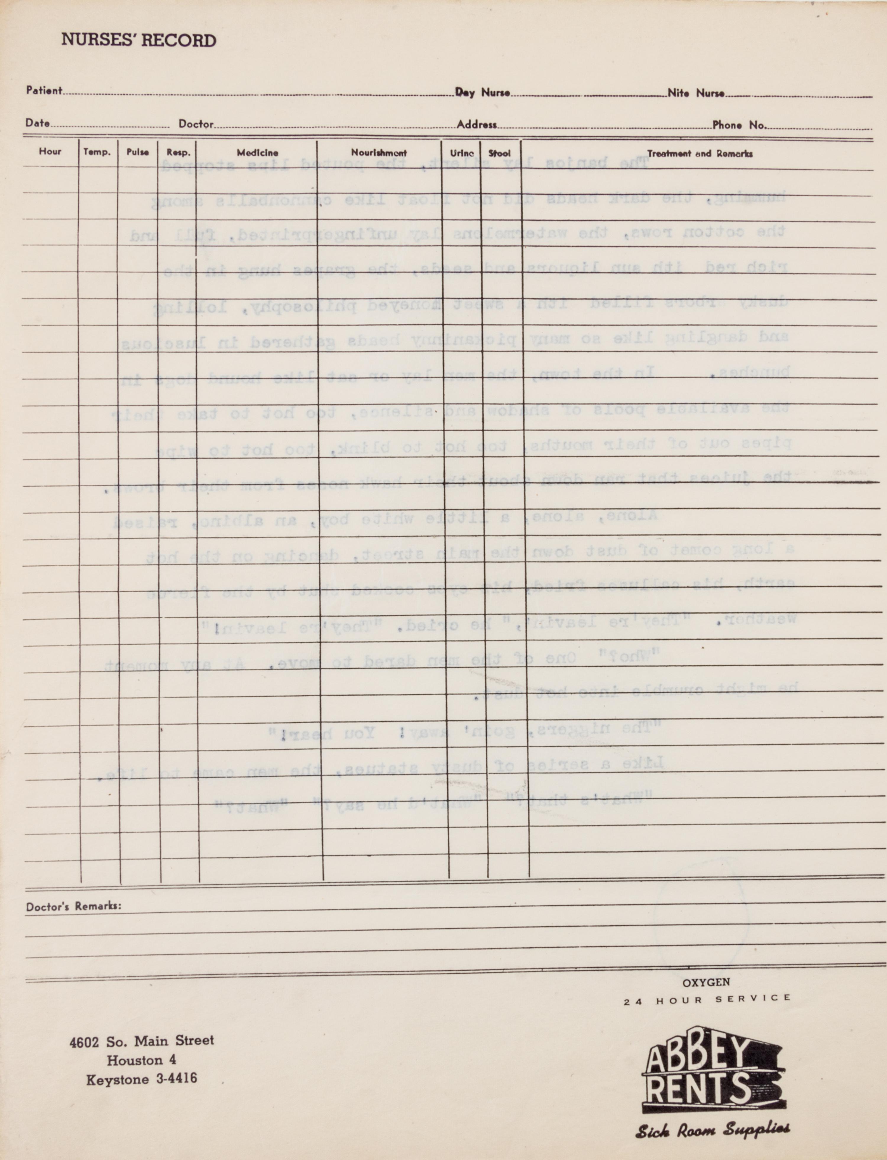 BRADBURY, RAY. At Midnight, in the Month of June, September 1952. Typescript with mss annotations