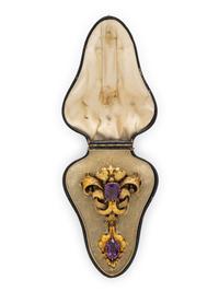 ANTIQUE, AMETHYST AND YELLOW GOLD BROOCH PENDANT
