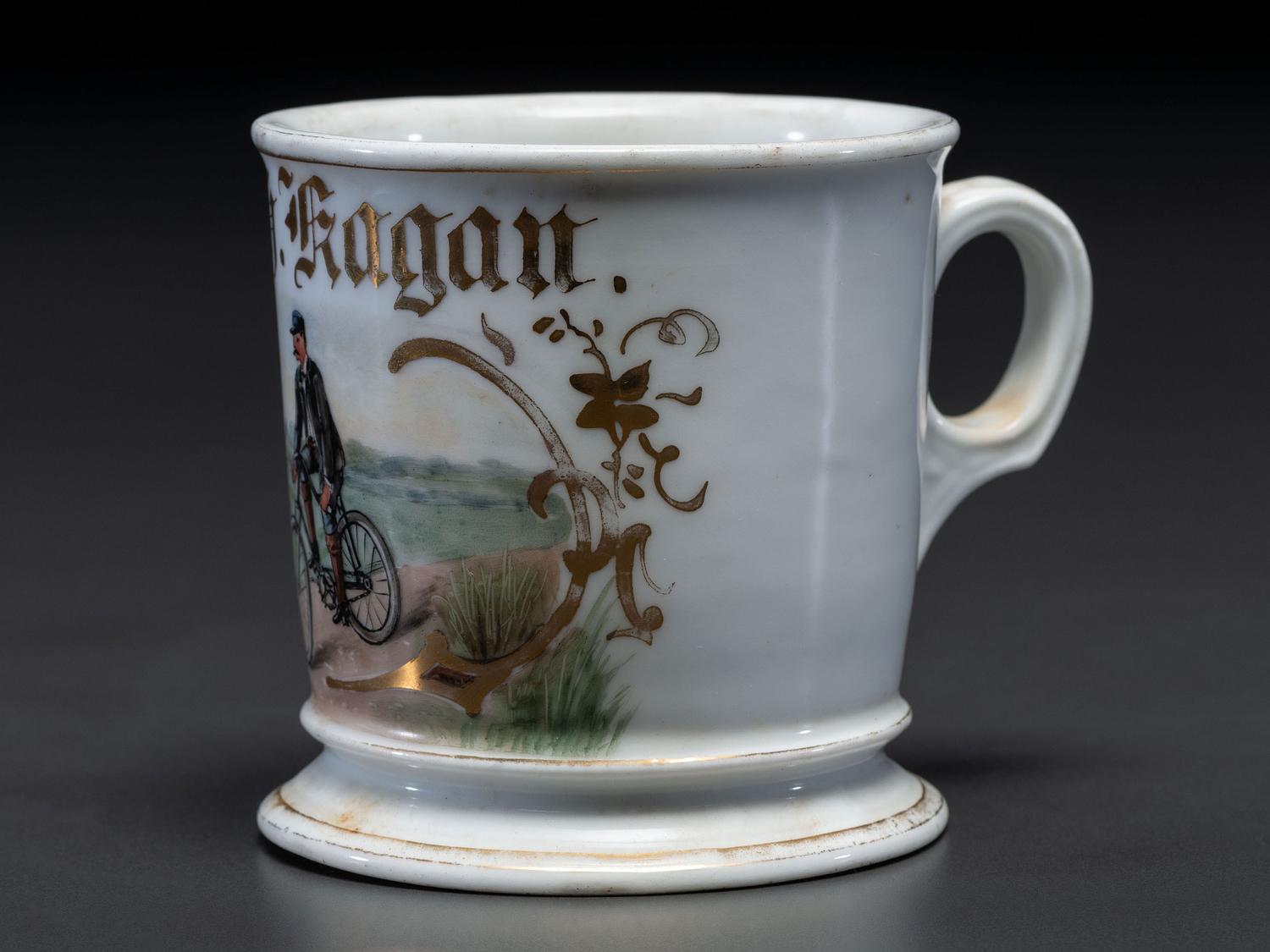A Cyclist's Porcelain Shaving Mug