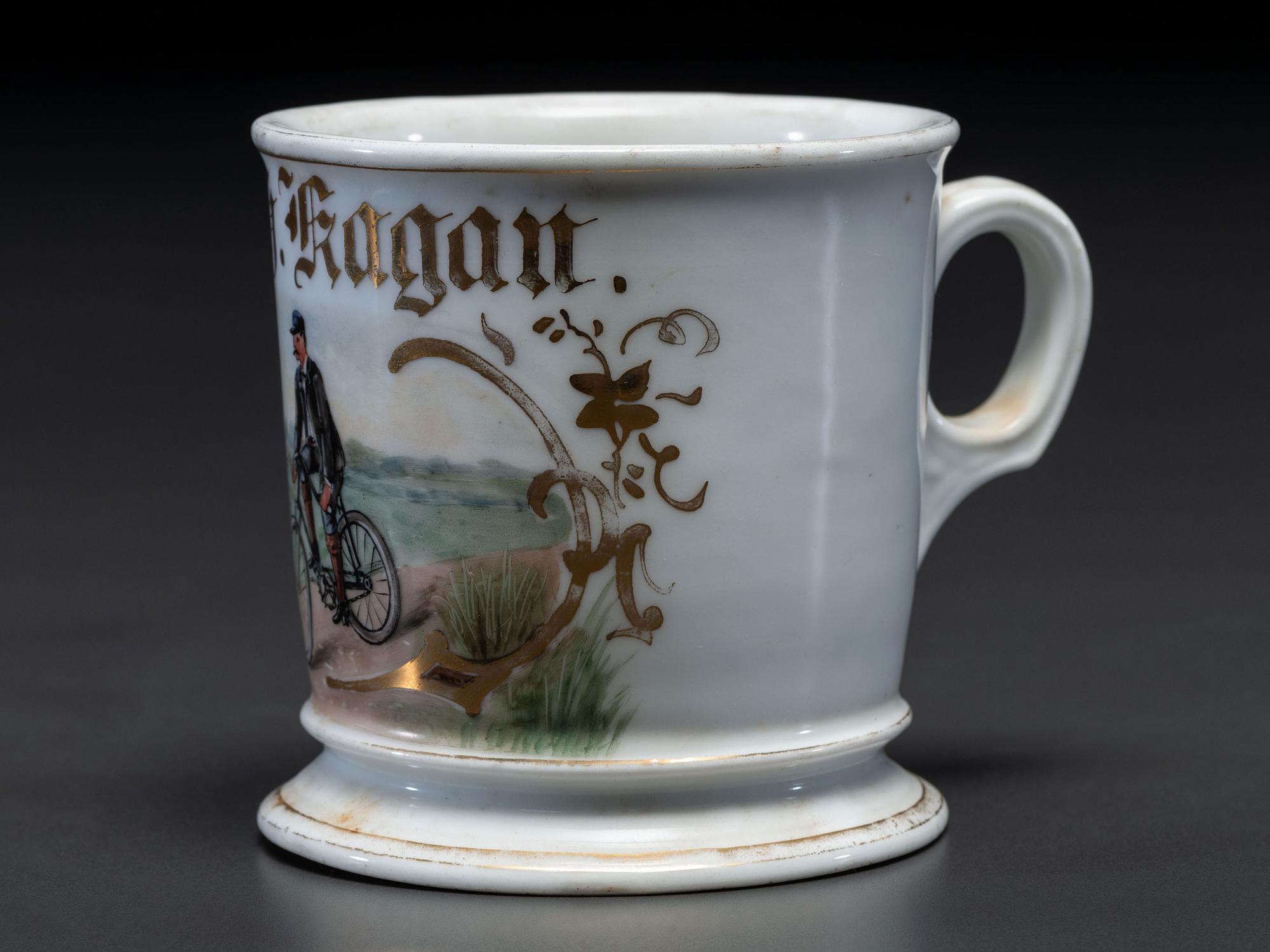 A Cyclist's Porcelain Shaving Mug