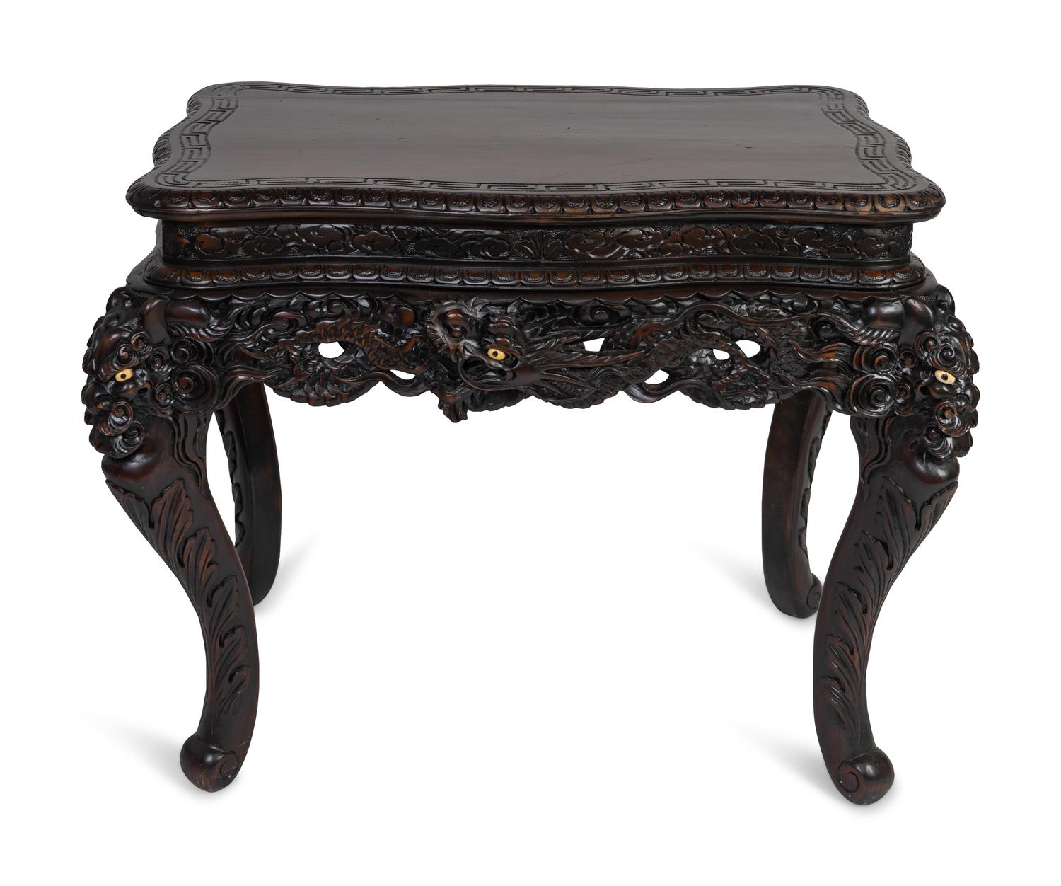A Japanese Carved Wood Table