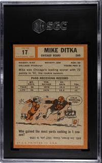 A 1962 Topps Mike Ditka Rookie Football Card No. 17 (SGC 5.5 EX+)