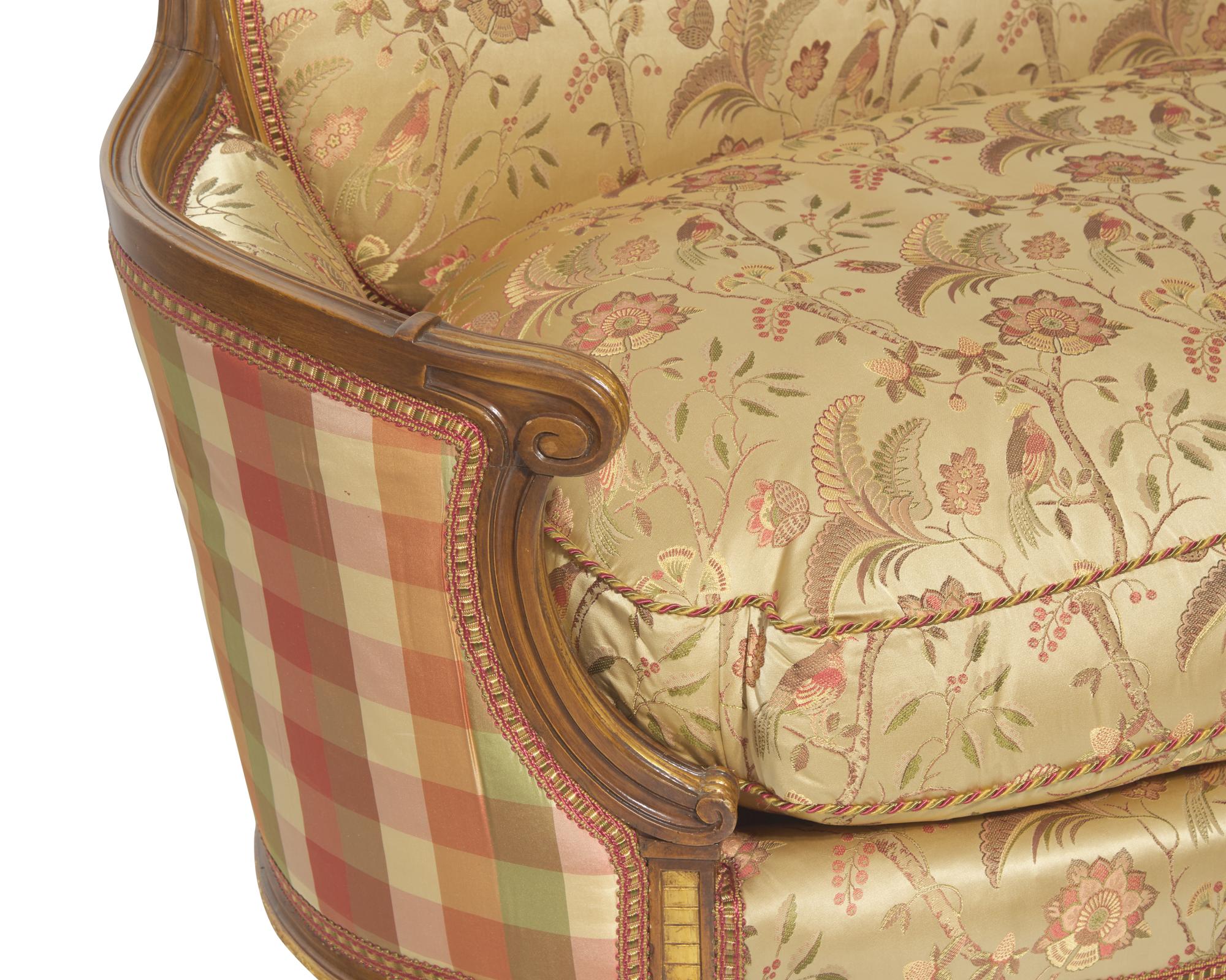 A Pair of Louis XVI Style Upholstered Canapés