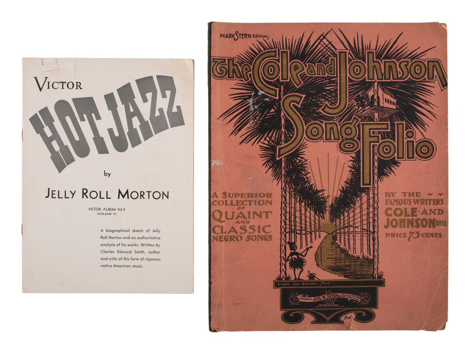 [AFRICAN AMERICANA -- MUSIC]. Cole & Johnson Song Folio containing "Classic Negro Songs." 1904. [WITH:] Additional items.