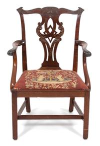A George II Style Mahogany Open Armchair — 19TH CENTURY