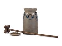 A Cobalt Decorated Stoneware Butter Churn