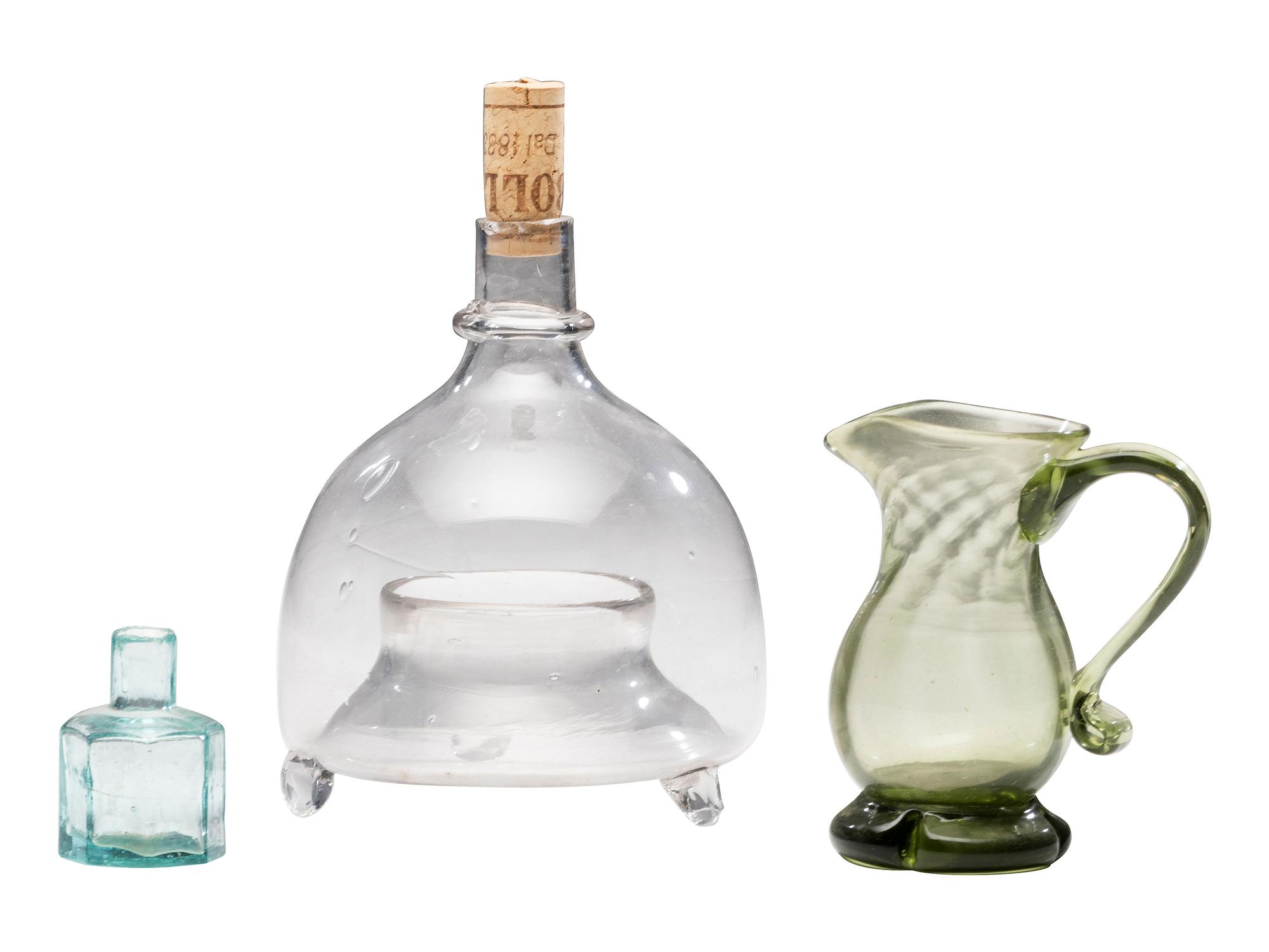 [AMERICANA]. A trio of glass vessels, comprising:
