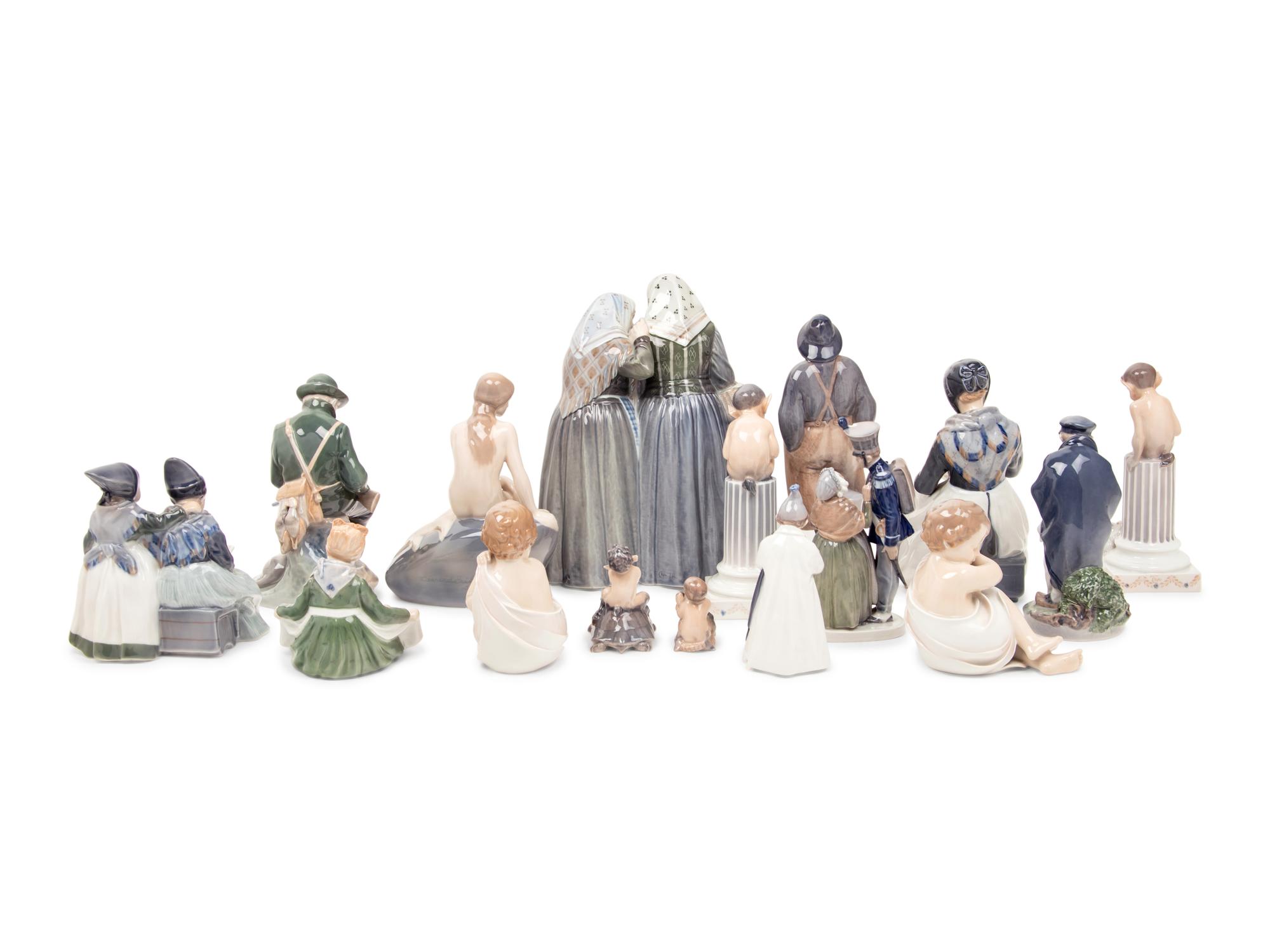 Sixteen Royal Copenhagen Porcelain Figures