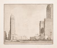 Where the West Begins (Chicago) , accompanied by two preparatory pencil sketches, 1930-32