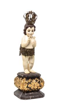 A Continental Carved Ivory Figure, Height overall 13 inches.