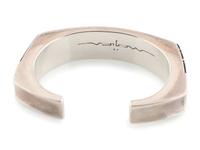 Agular Silver Cuff Bracelet, Set with Jet and Accented with 18K Gold Spacers