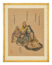 Five Chinese Ink and Color on Silk Paintings