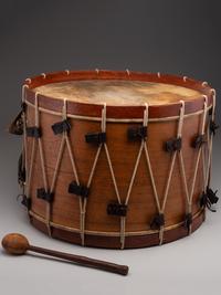 [CIVIL WAR]. Regulation US Infantry bass drum with beater. Manufactured by Horstmann Brothers Co., Philadelphia.