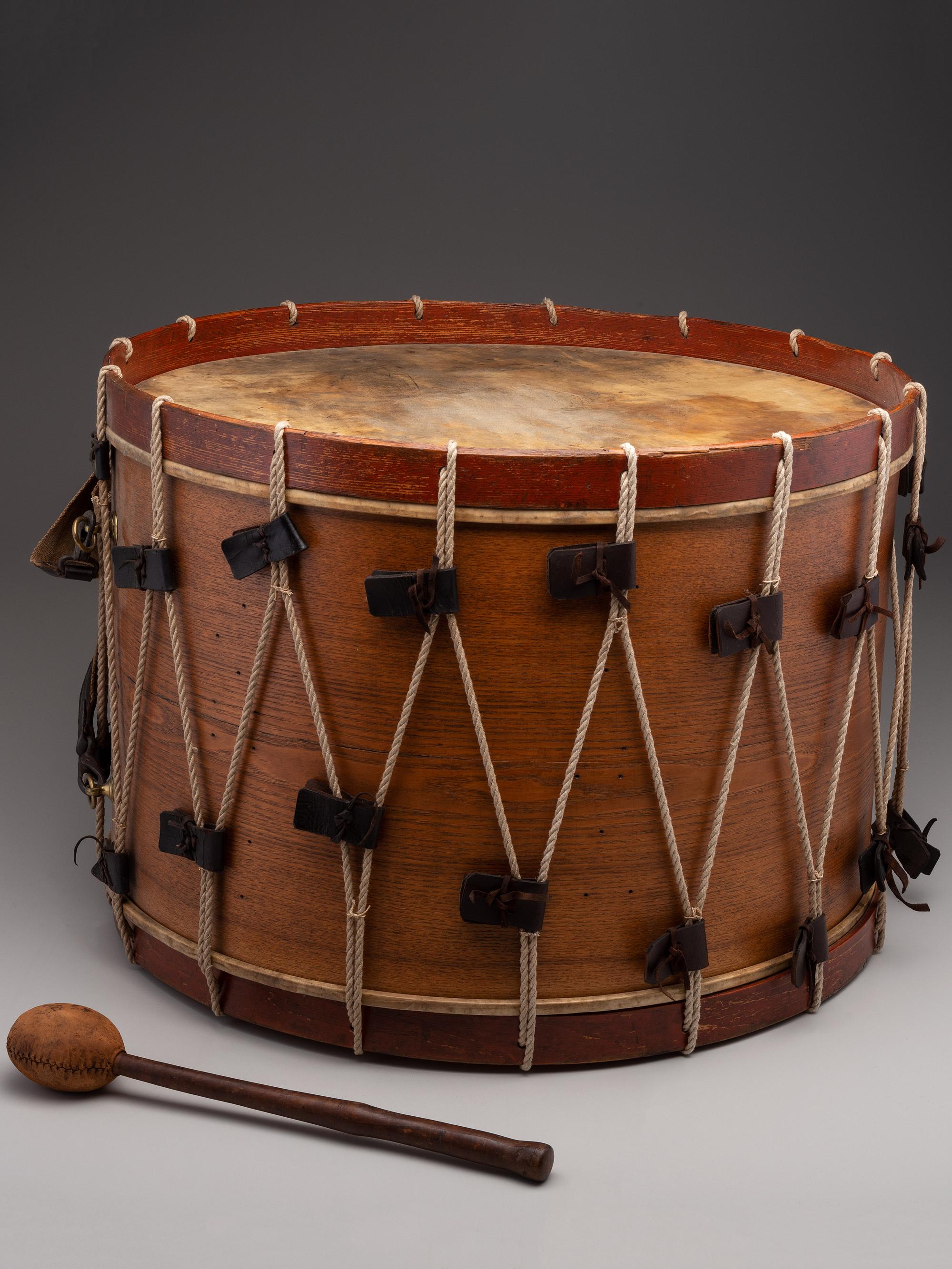 [CIVIL WAR]. Regulation US Infantry bass drum with beater. Manufactured by Horstmann Brothers Co., Philadelphia.