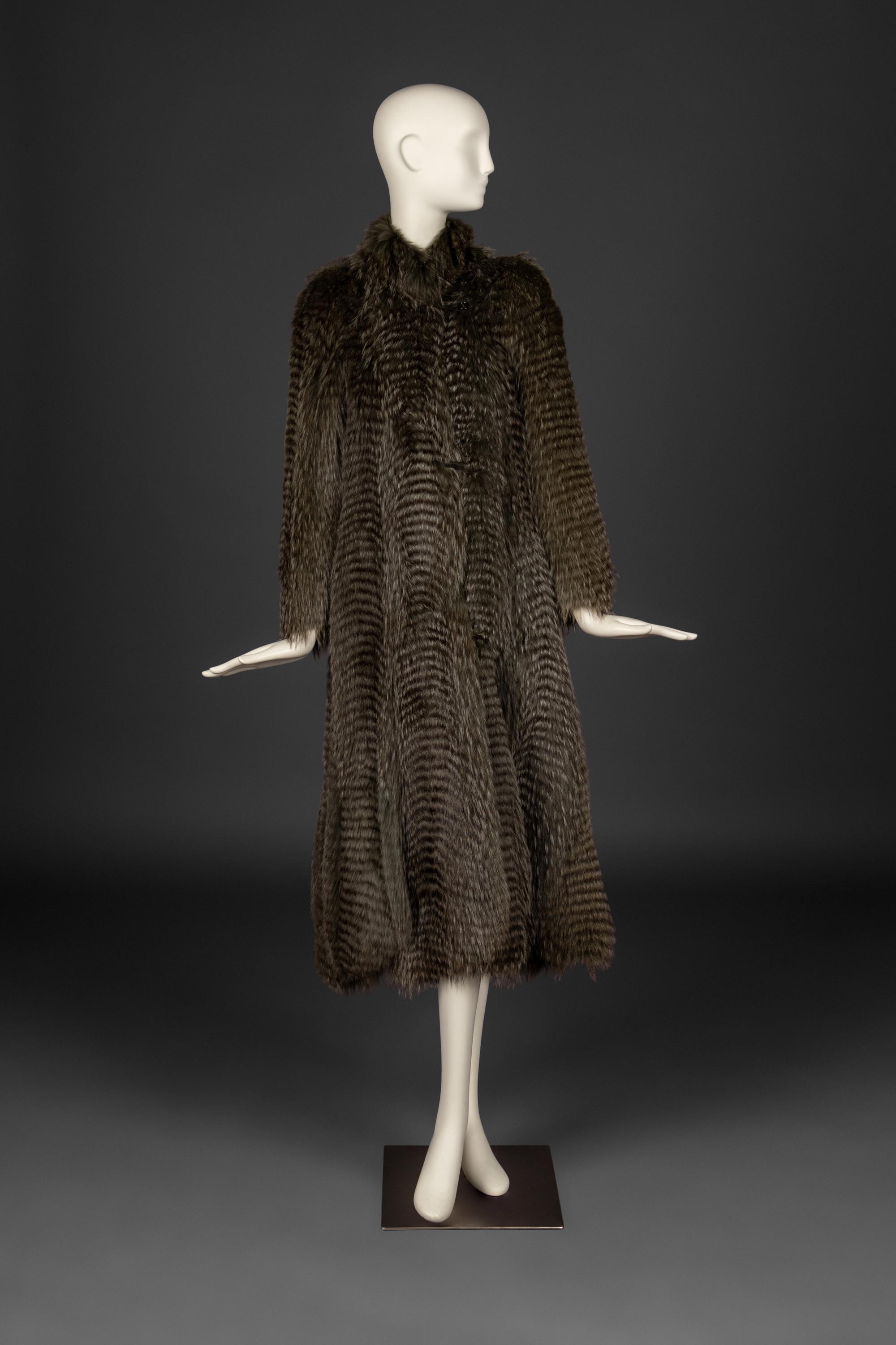 Fendi Horizontal Fox Fur Coat with Wool Overcoat, 1970-80s