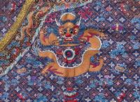 A Chinese embroidered blue silk "Nine-Dragon robe, Qing dynasty, circa 1900 海水江崖九龍紋袍 清 約1900年