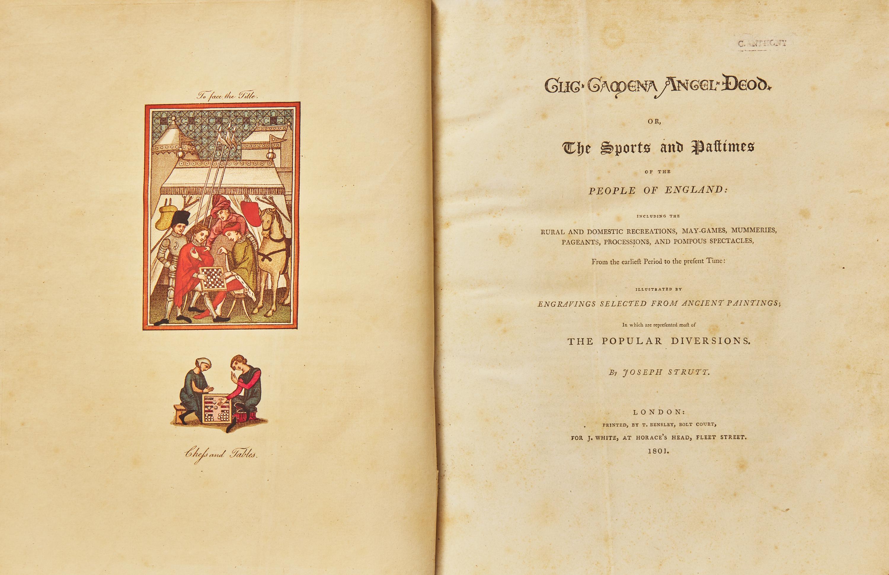 [SPORTING]. STRUTT, Joseph. Glic Gamena Angel Deod. Or, The Sports and Pastimes of the People of England... London: T. Bensley, 1801.