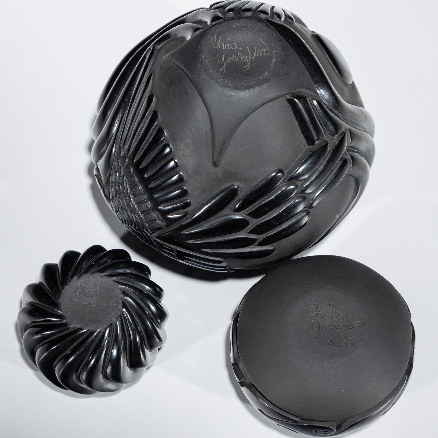 Carved Blackware Pottery