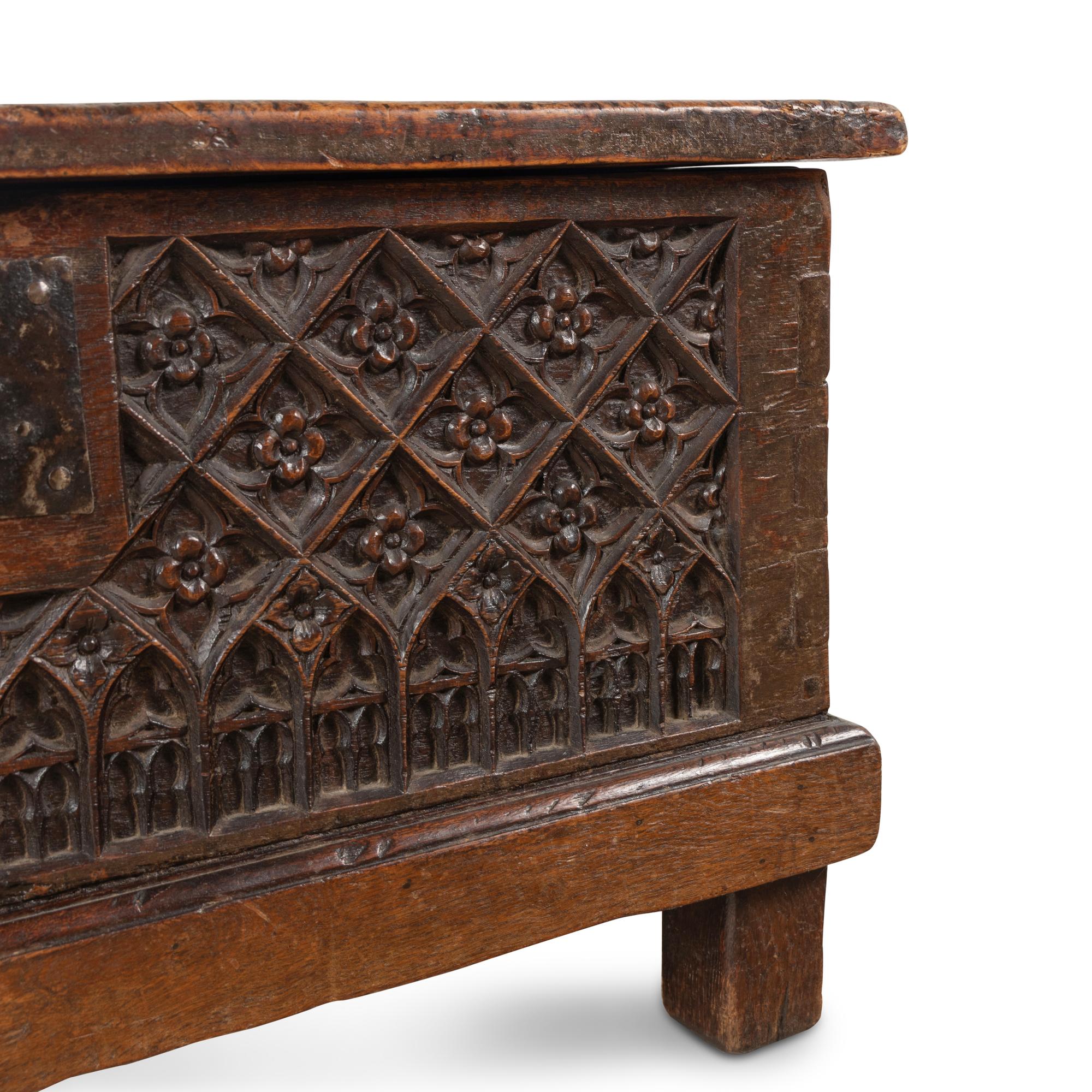 A Gothic Carved Walnut Chest
