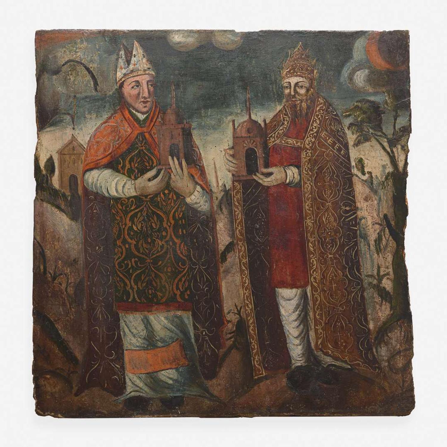 A Pair of Spanish Panel Paintings style of Navarra school, mid 16th century