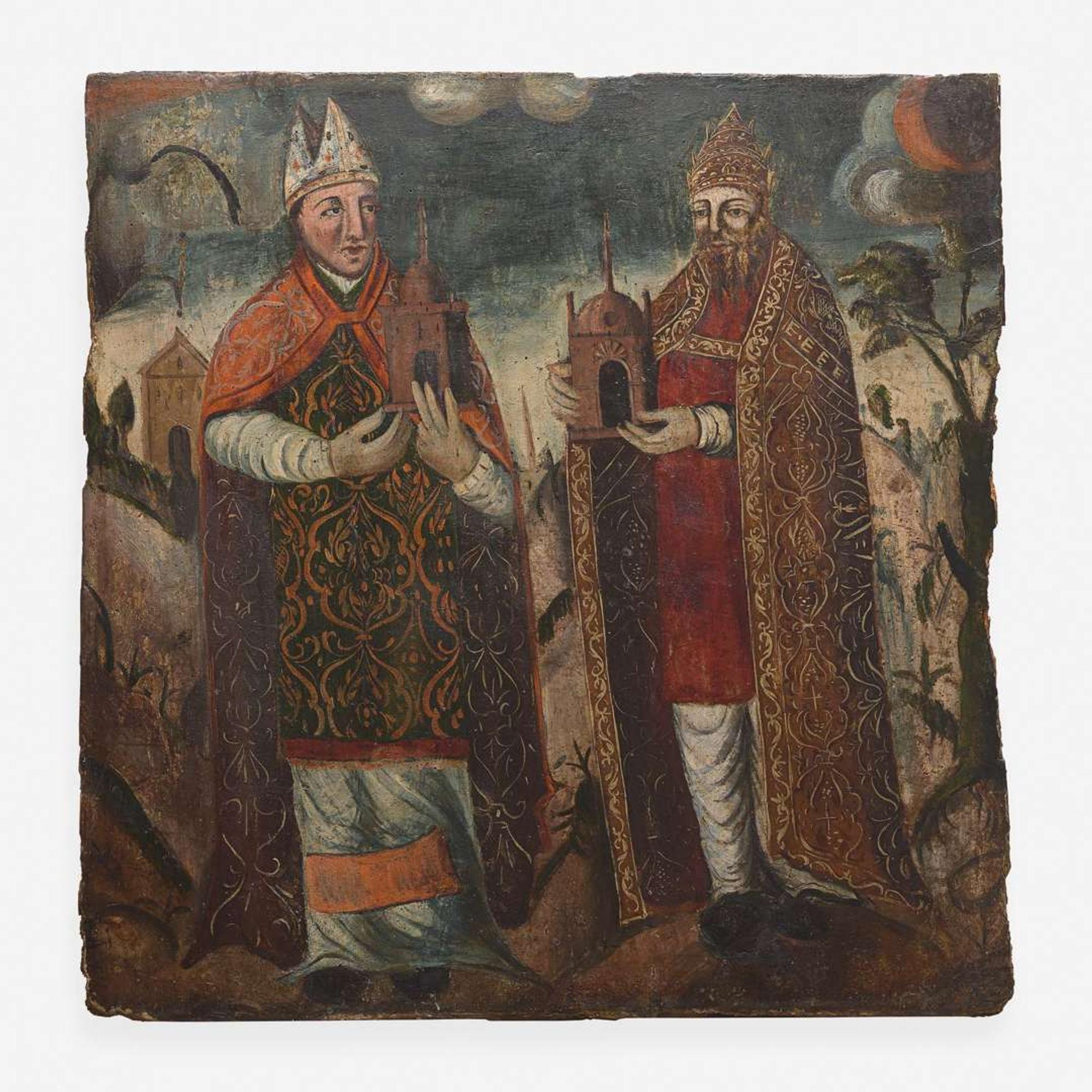 A Pair of Spanish Panel Paintings style of Navarra school, mid 16th century