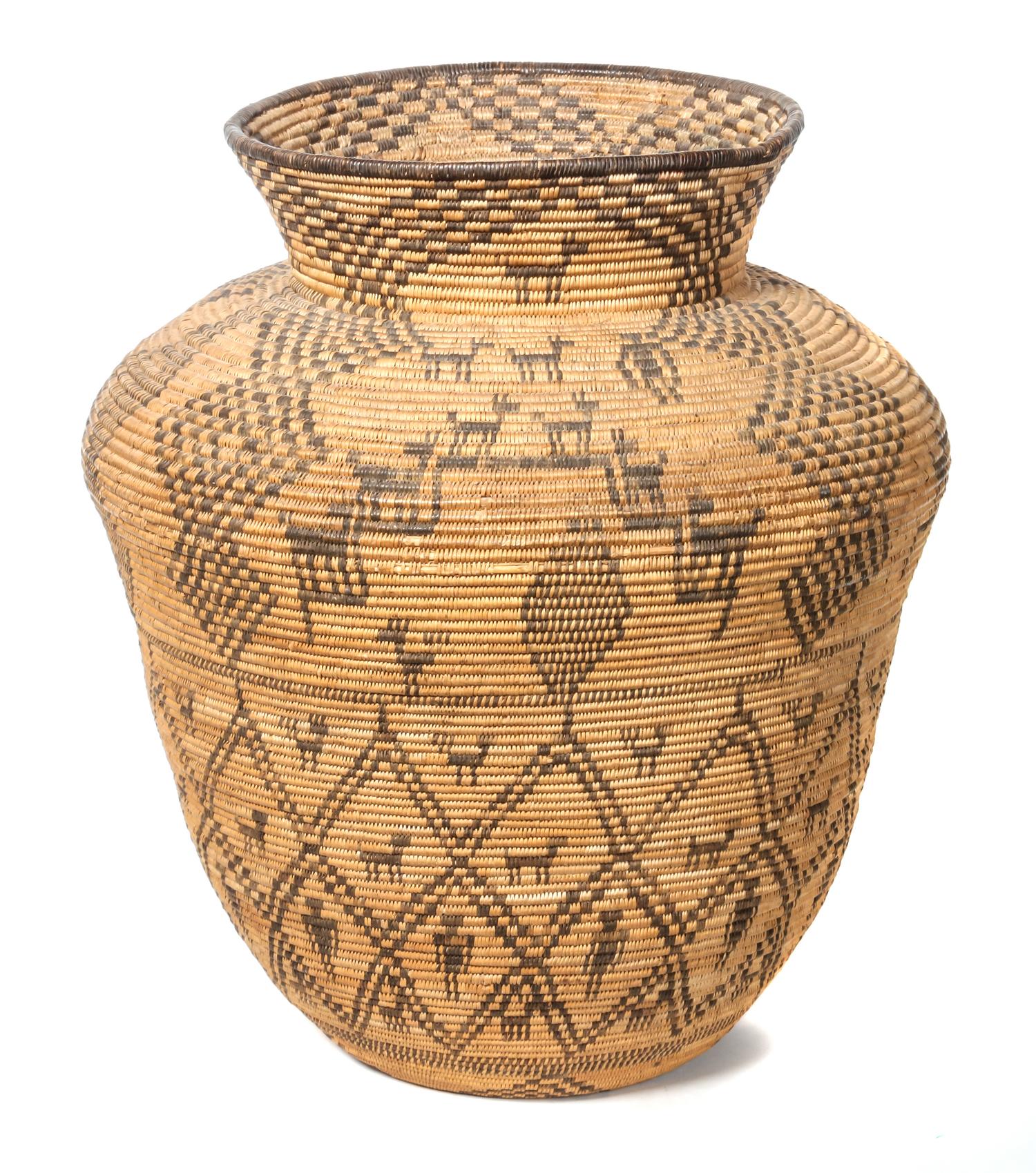 Western Apache Pictorial Olla Basket Height 17 1/2 x width 15 inches