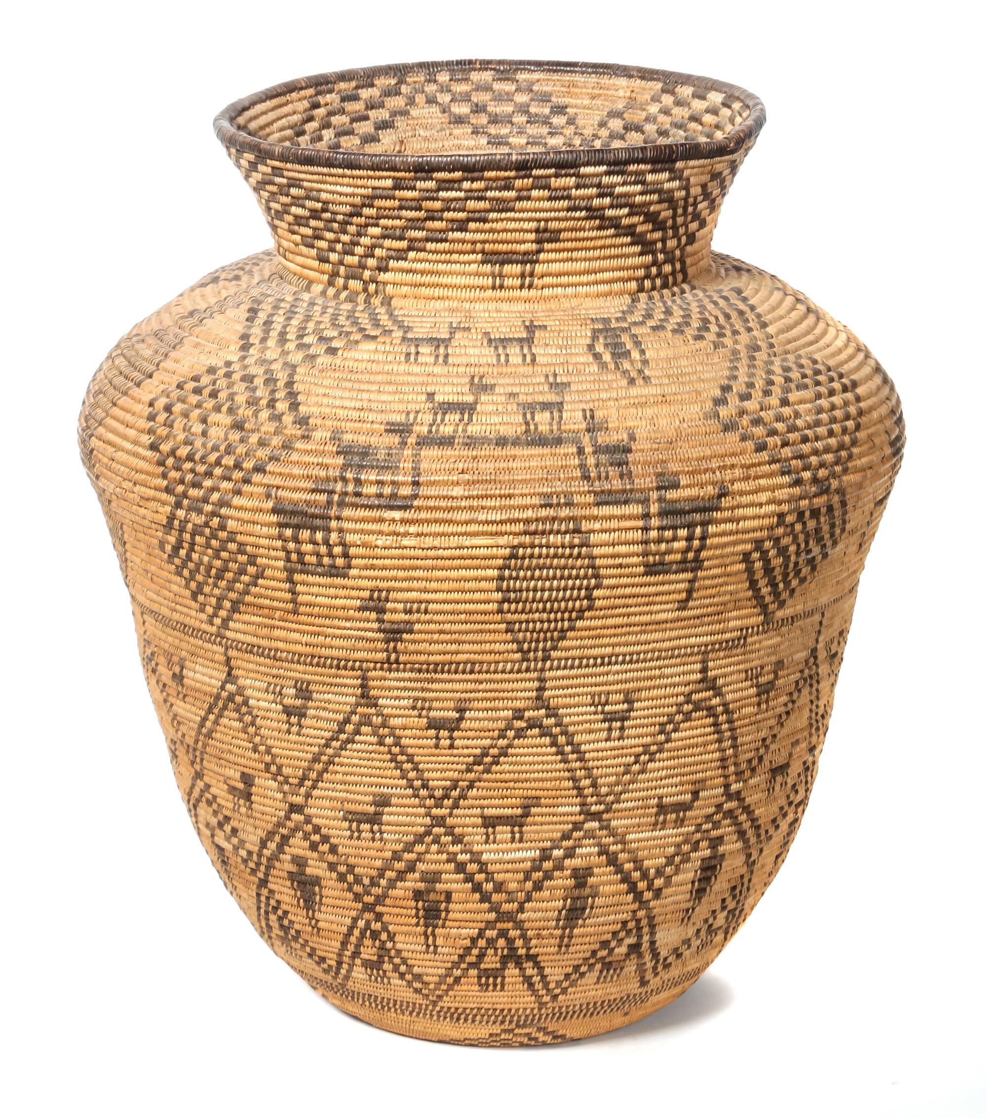 Western Apache Pictorial Olla Basket Height 17 1/2 x width 15 inches