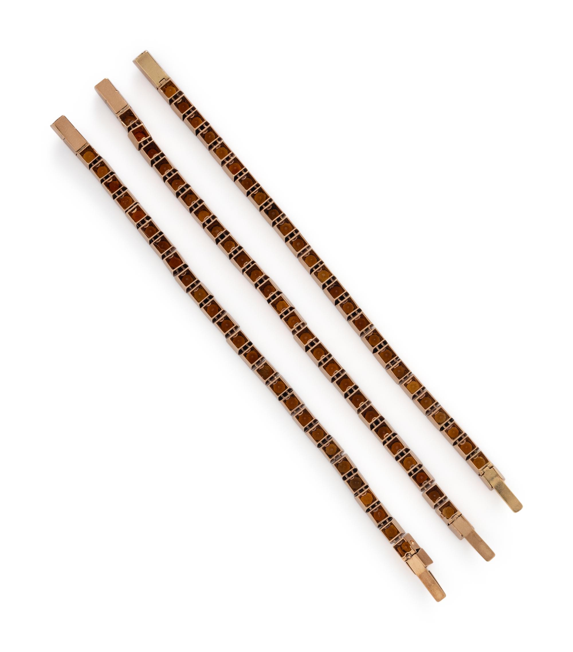 SET OF ROSE GOLD AND CITRINE BRACELETS