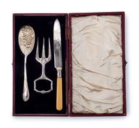 A Cased Silver-Plate Serving Set
