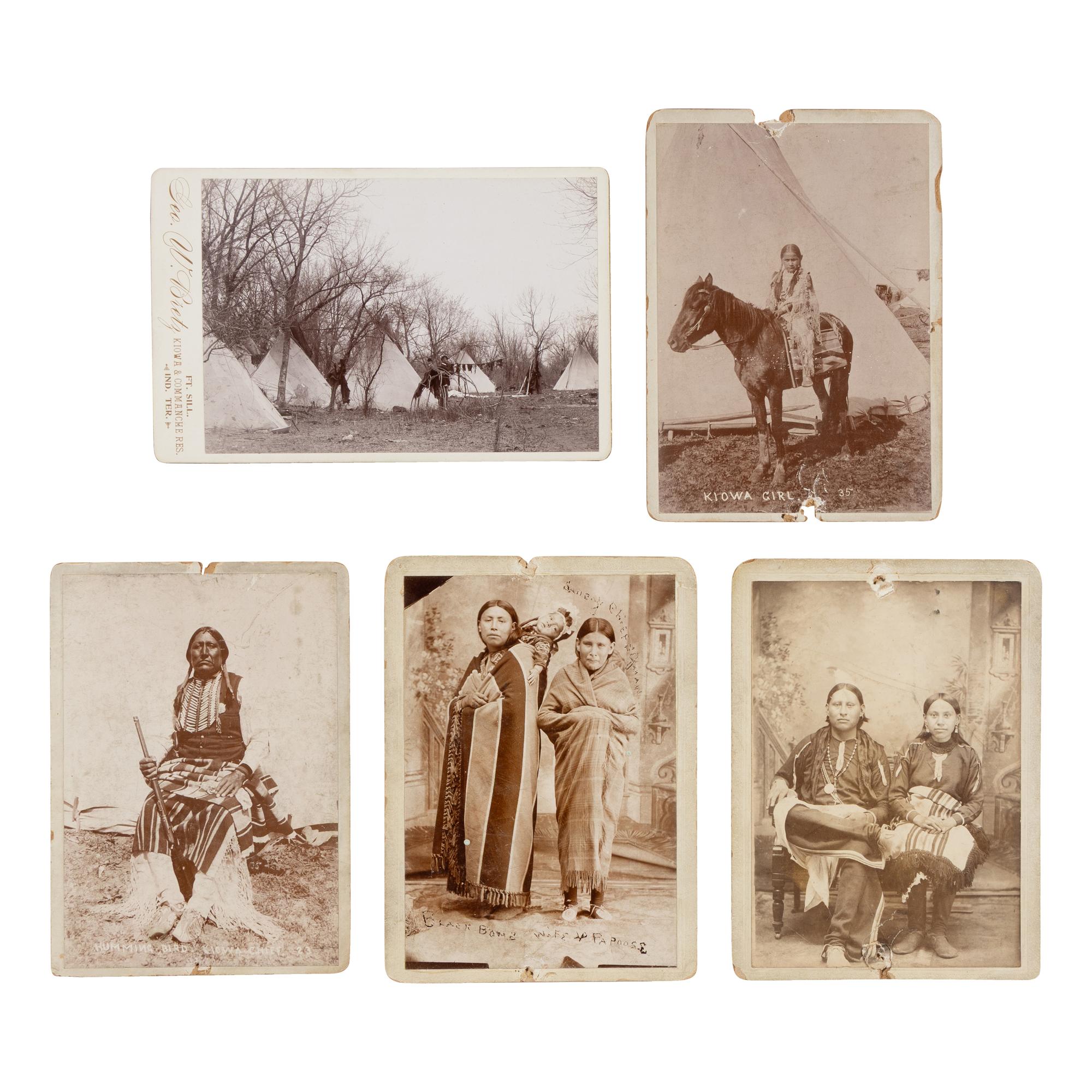 George W. Bretz — Five cabinet cards of Kiowa and Comanche subjects