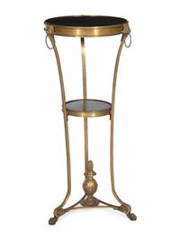 A Set of Three French Gilt Bronze and Granite Small Guéridons