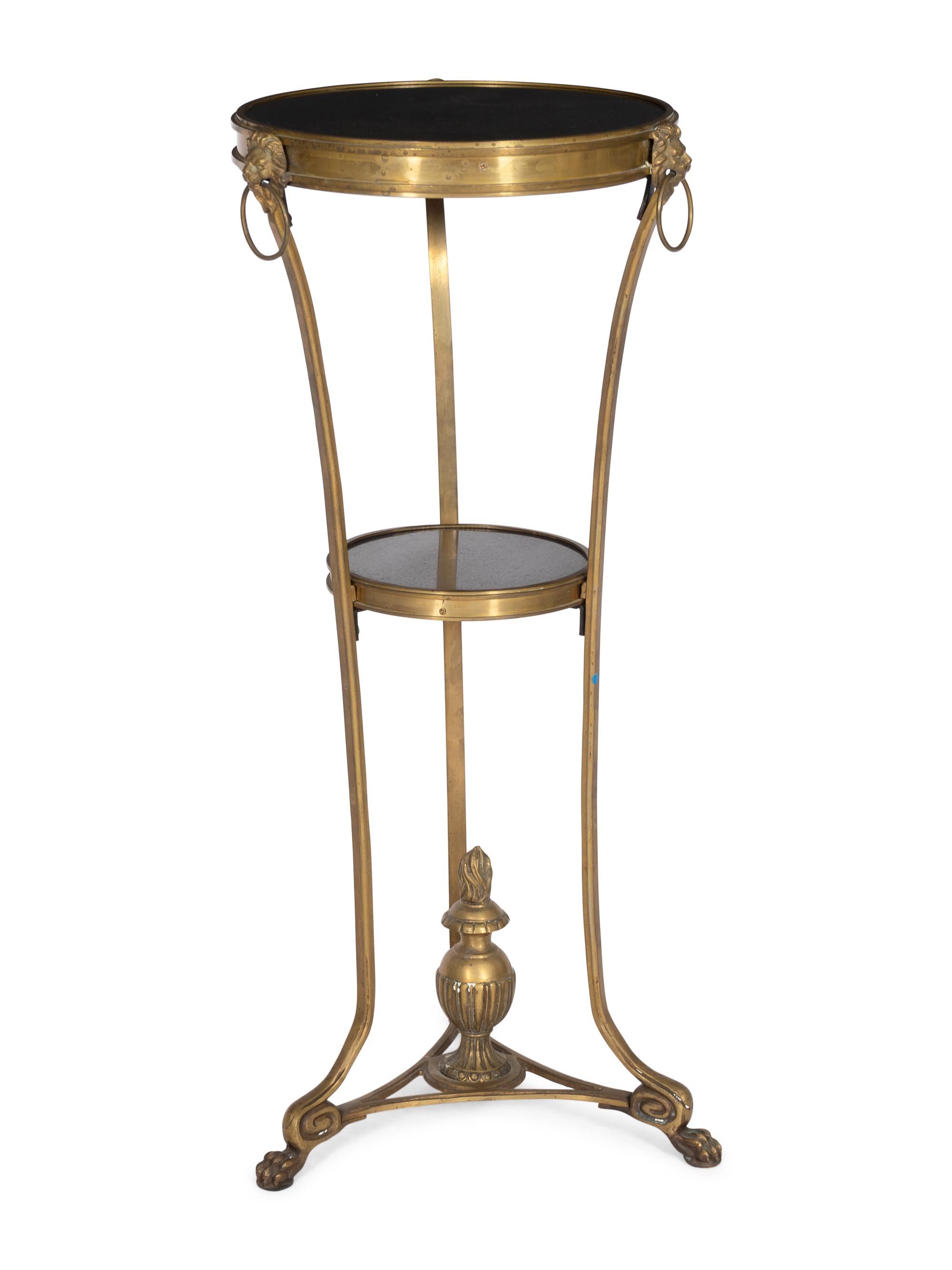 A Set of Three French Gilt Bronze and Granite Small Guéridons