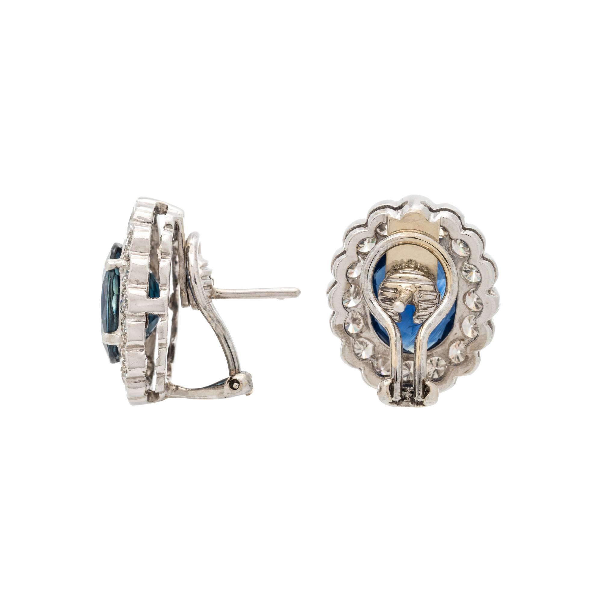 SAPPHIRE AND DIAMOND EARCLIPS