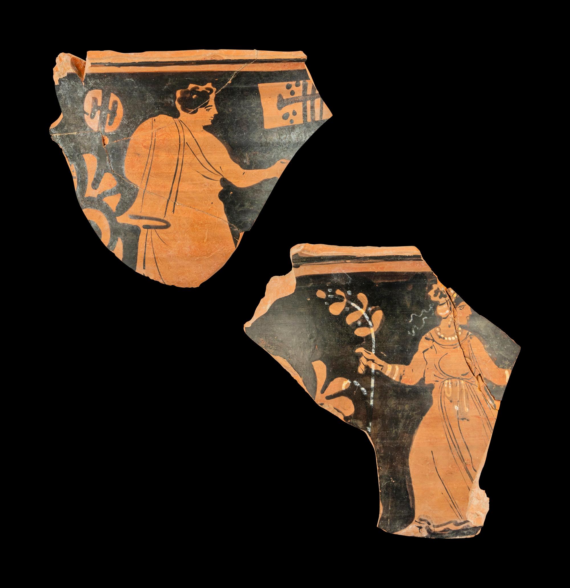 Two Apulian Red-Figured Bell Krater Fragments