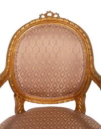 A Louis XVI Style Giltwood Fauteuil