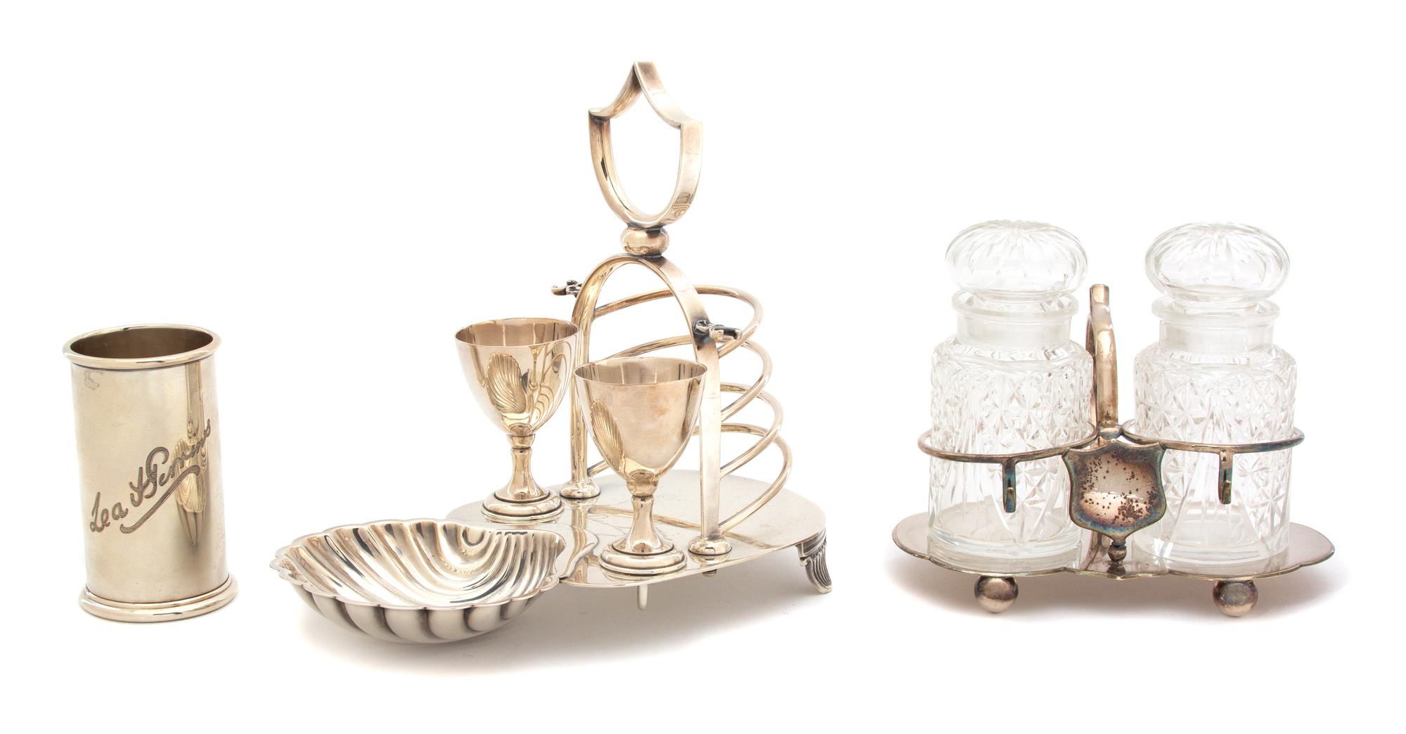 Three English Silver Plate Table Articles Height of tallest 8 inches. — 20TH CENTURY