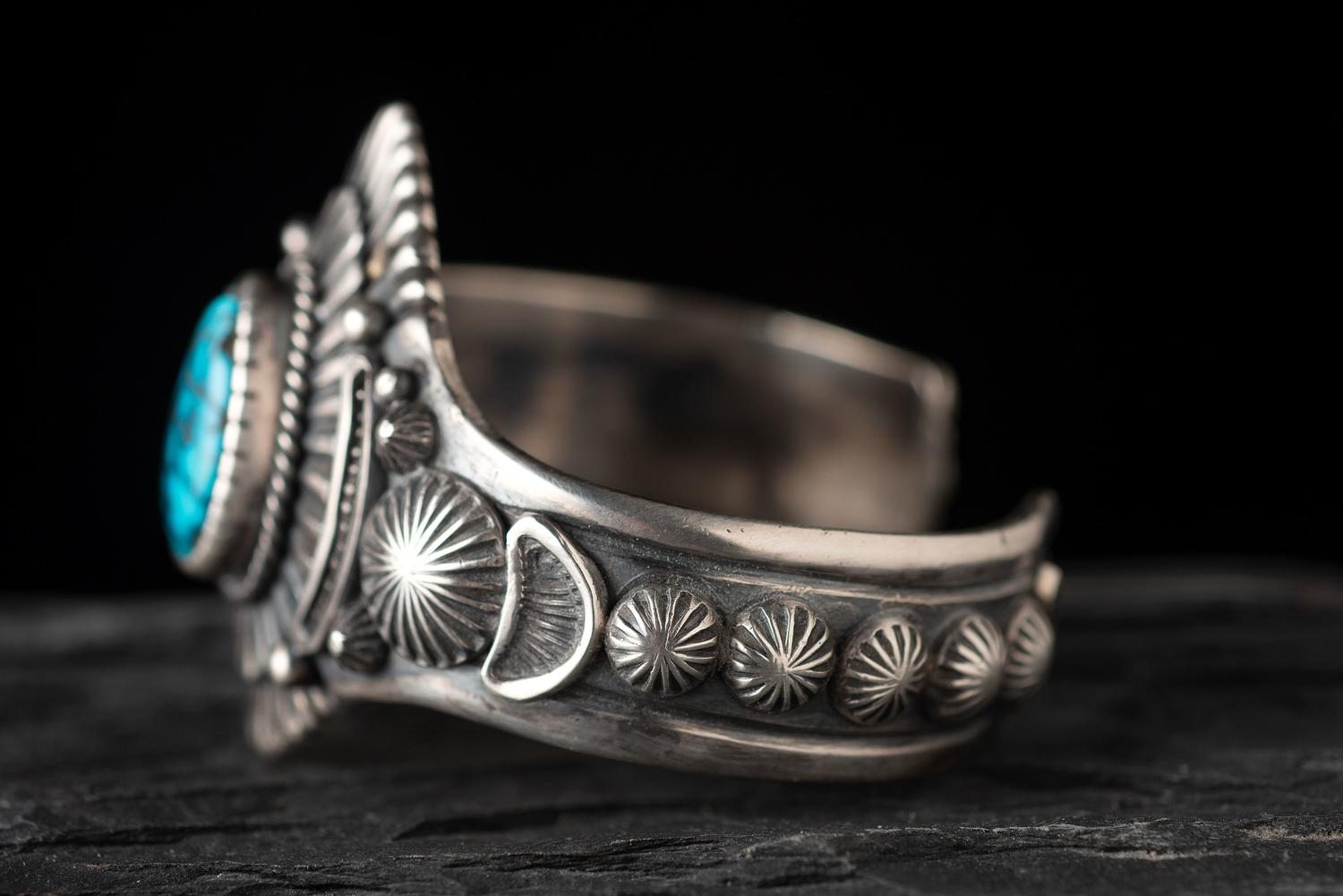 Sterling Silver and Lone Mountain Turquoise Cuff Bracelet