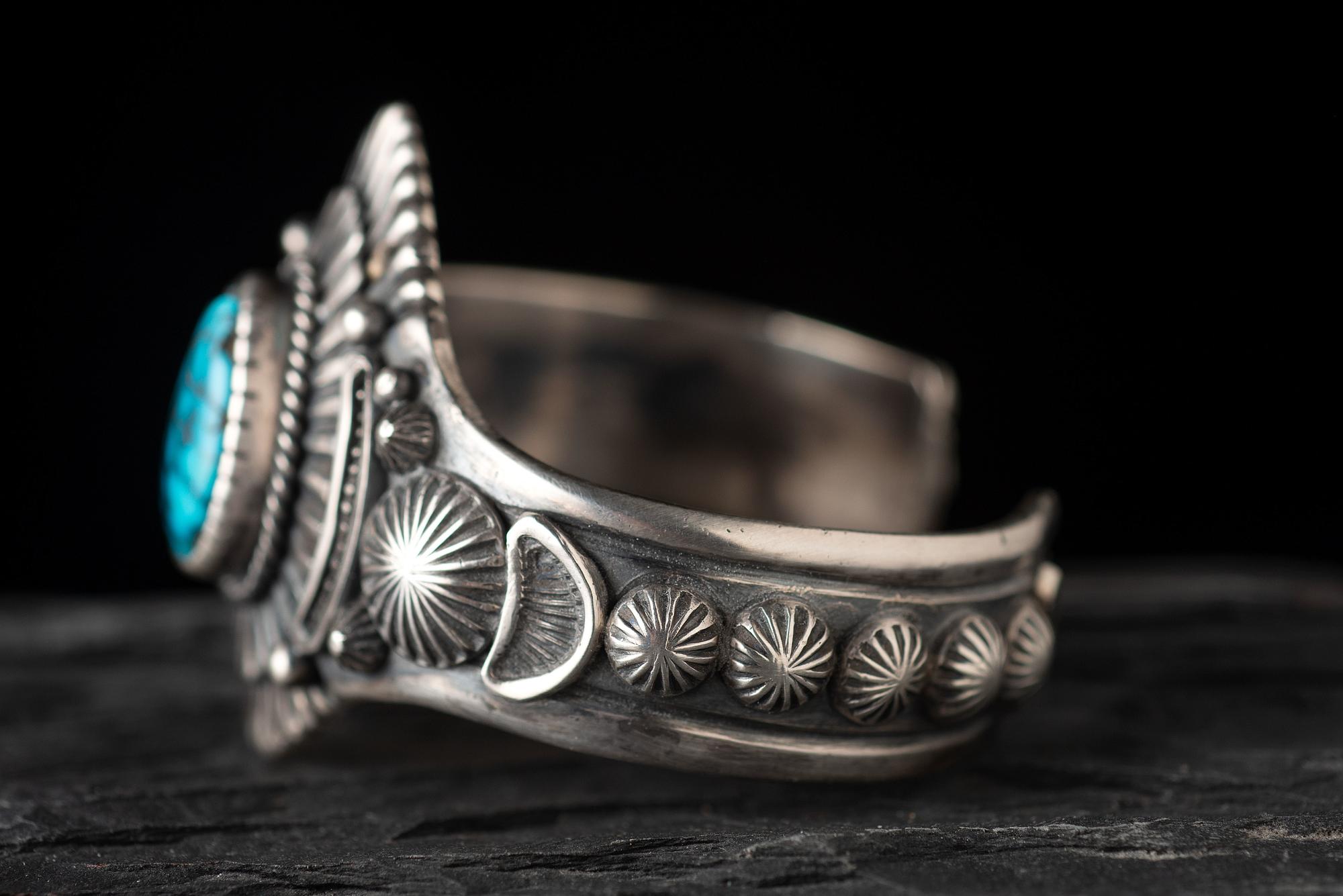 Sterling Silver and Lone Mountain Turquoise Cuff Bracelet
