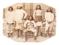 [NATIVE AMERICANS]. Unmounted large format photograph of captive Apache renegades in chains, incl. Pah-sla-gos-za, Kah-dos-la, Gon-Shay-ee, As-ki-say-la-ha, and Na-con-qui-say. [Florence, Arizona Territory]: ca 1880s.