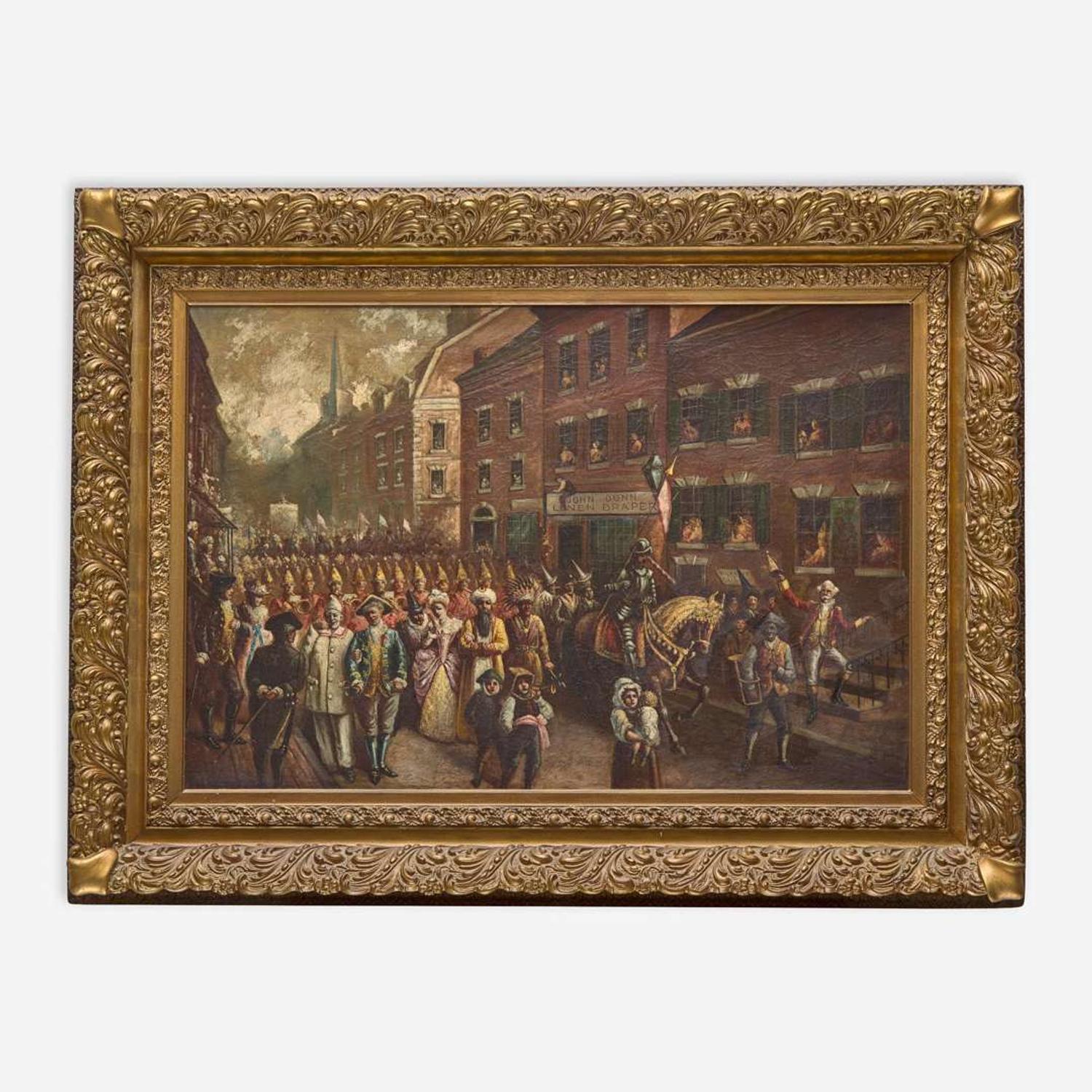 American School 19th century A Masquerade Procession, possibly New York or Philadelphia