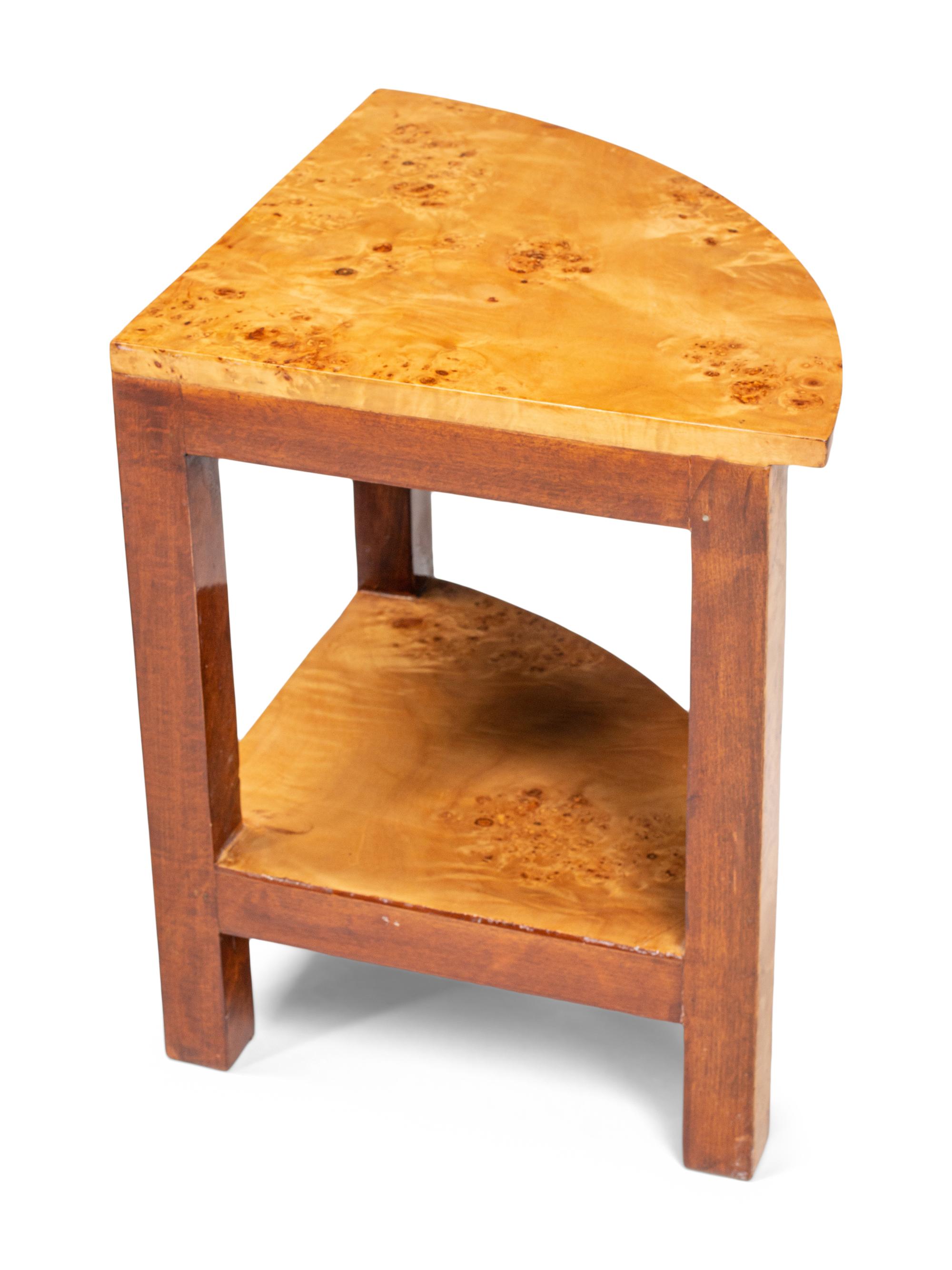 A Continental Burl Birch Five-Piece Low Nesting Table