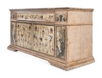 An Italian Painted Oak Console Cabinet